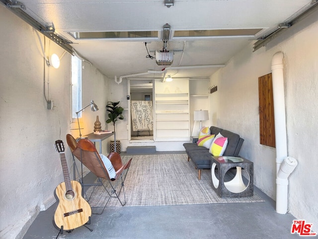 interior space with a garage door opener