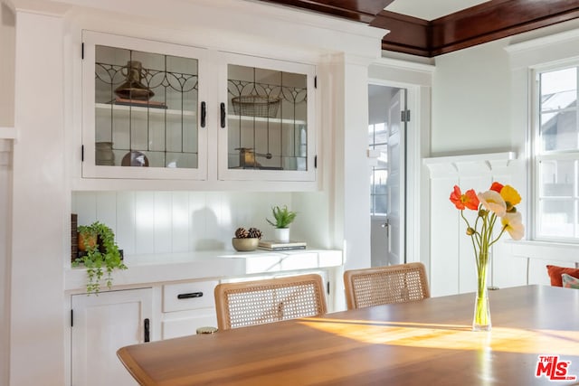 bar with white cabinets