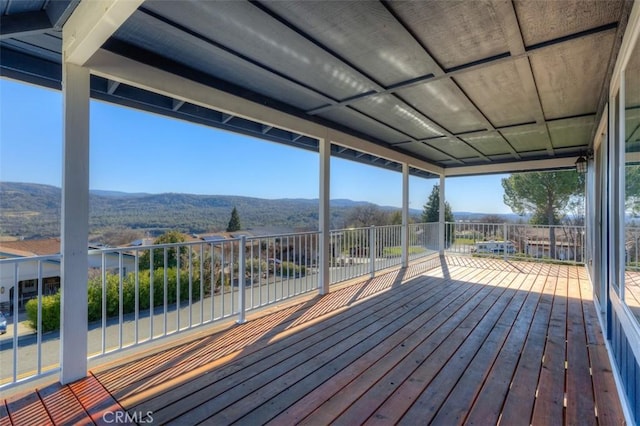 deck with a mountain view