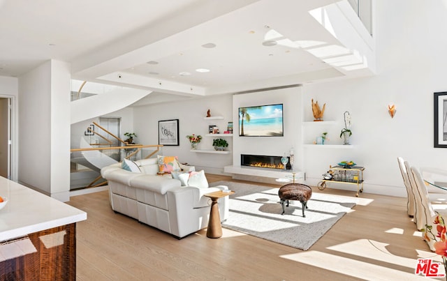 living room featuring light wood-type flooring