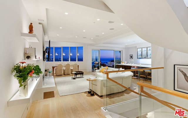 living room featuring light wood-type flooring