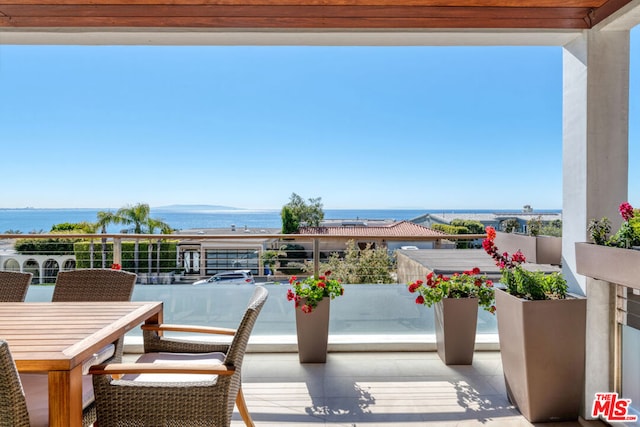 balcony with a water view