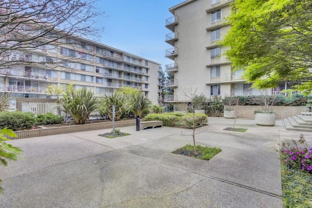 view of community with a patio