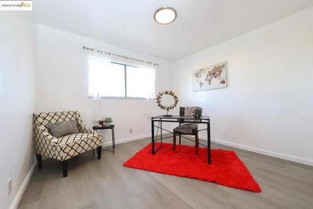 office area with hardwood / wood-style floors