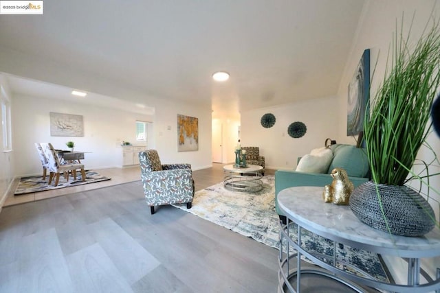 living room with hardwood / wood-style flooring