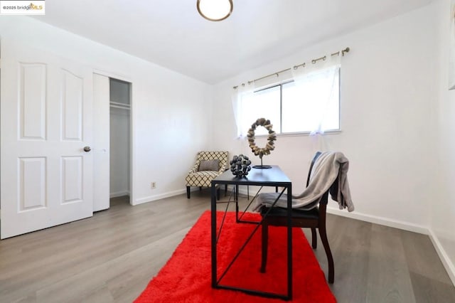 sitting room with hardwood / wood-style flooring