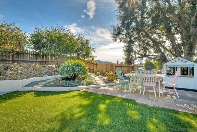 view of yard with a patio area