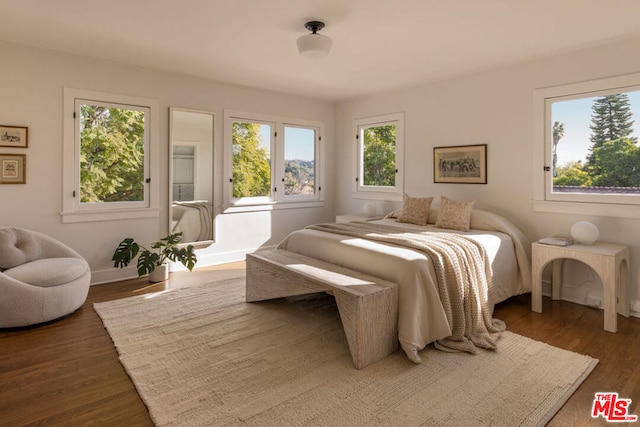 bedroom featuring dark wood-type flooring