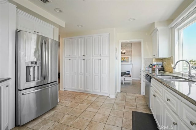 kitchen featuring sink, white cabinetry, and stainless steel appliances