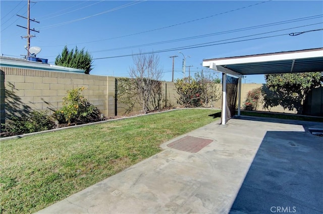 view of yard with a patio area