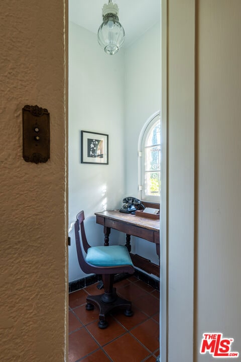 view of tiled home office