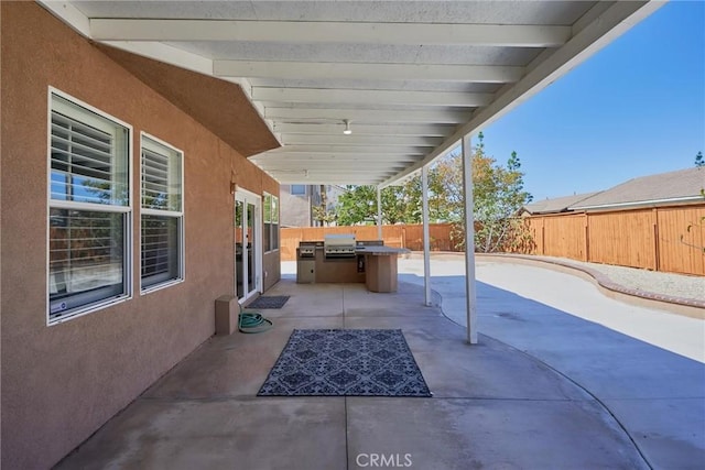 view of patio / terrace with area for grilling and exterior kitchen