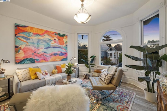 living area featuring hardwood / wood-style flooring