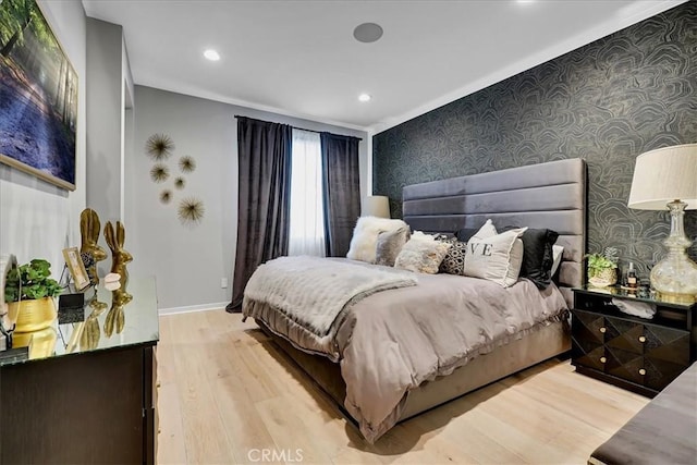 bedroom with light hardwood / wood-style floors