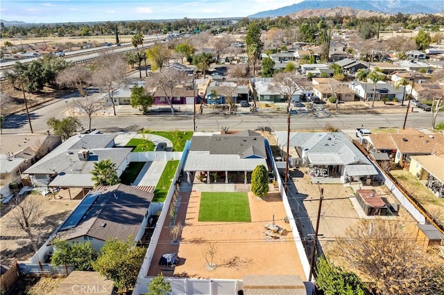 aerial view with a mountain view