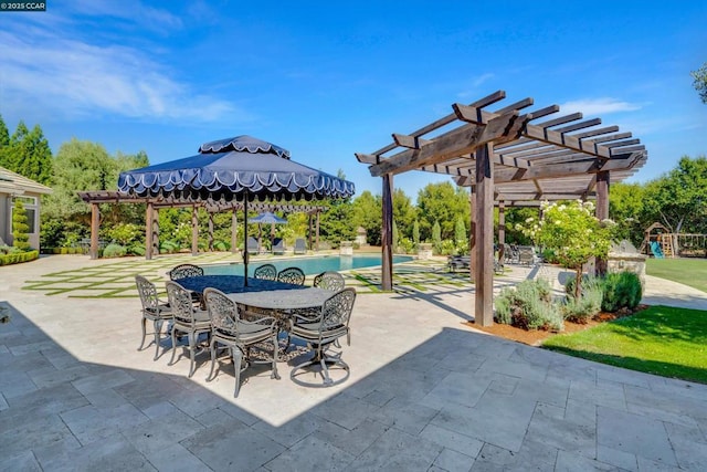 view of patio / terrace featuring a pergola