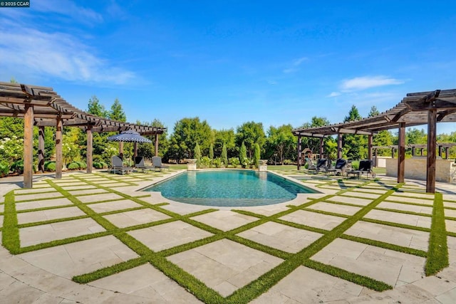 view of pool featuring a patio area and a pergola