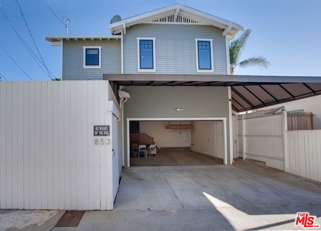 view of garage