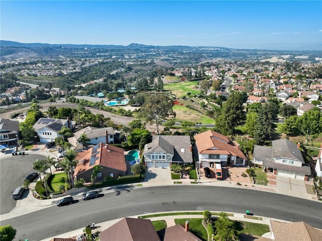 bird's eye view with a mountain view