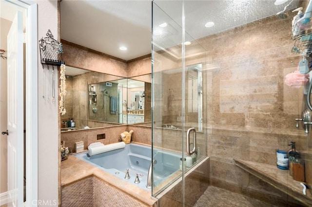 bathroom featuring plus walk in shower