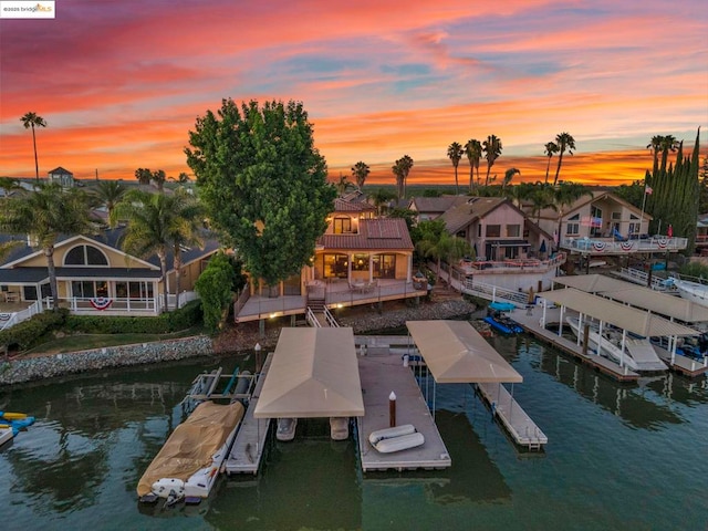 dock area featuring a water view