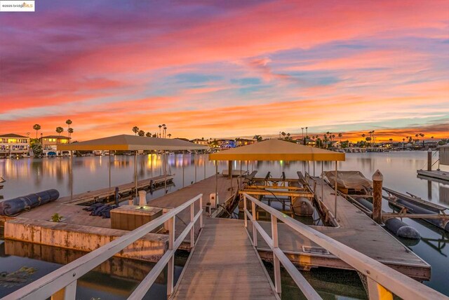 view of dock featuring a water view