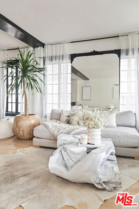 living room with wood-type flooring and plenty of natural light