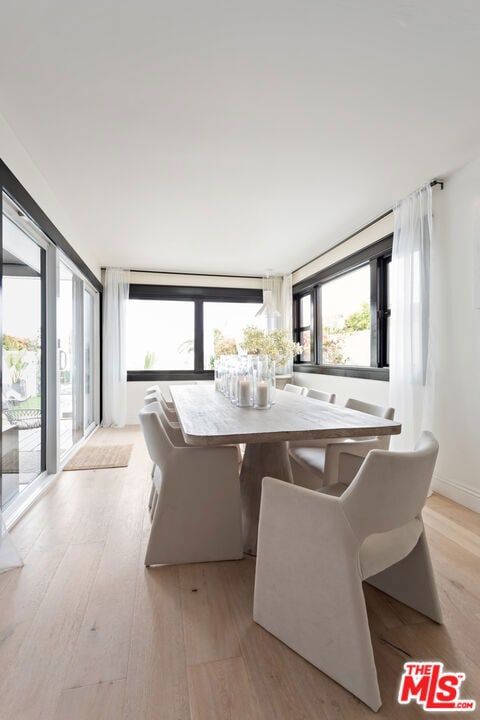 dining area featuring a healthy amount of sunlight and light wood-type flooring