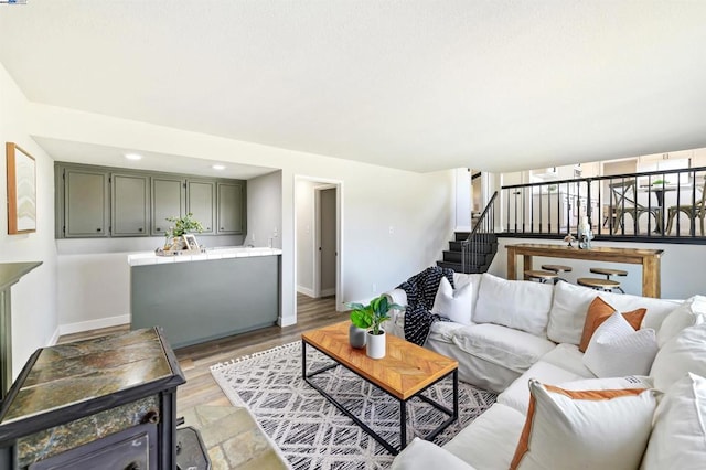 living room featuring light hardwood / wood-style flooring