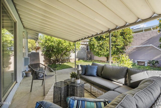 view of patio featuring an outdoor living space