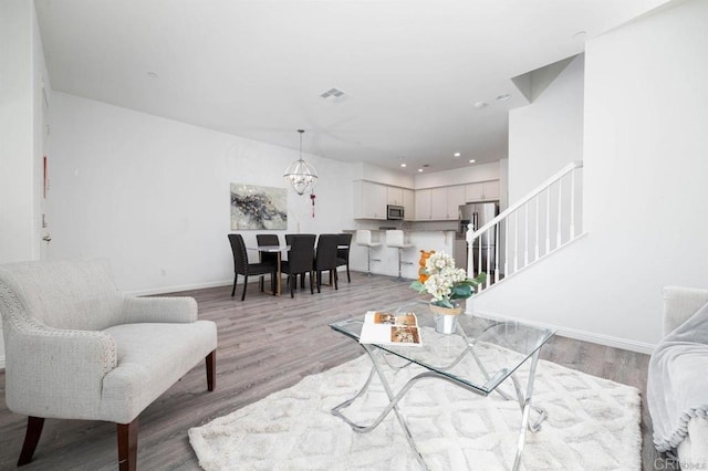 living room featuring light hardwood / wood-style flooring