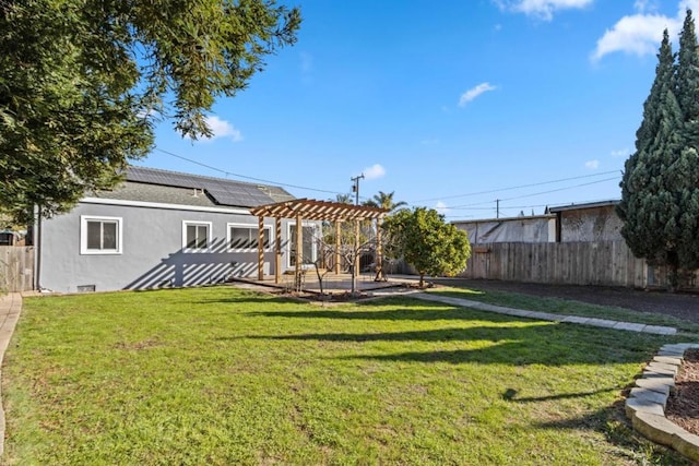 view of yard featuring a pergola and a patio