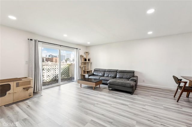 living room with light wood-type flooring