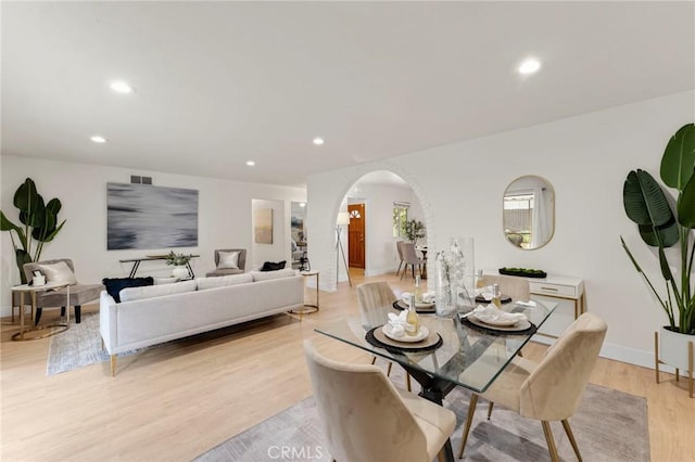 dining room with light hardwood / wood-style floors