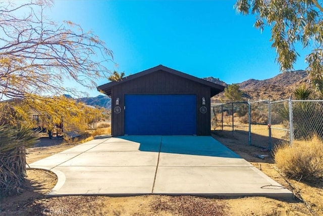 garage with a mountain view