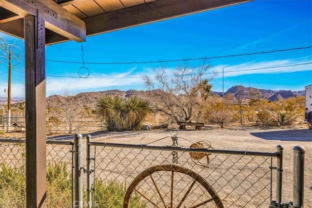 view of patio featuring a mountain view