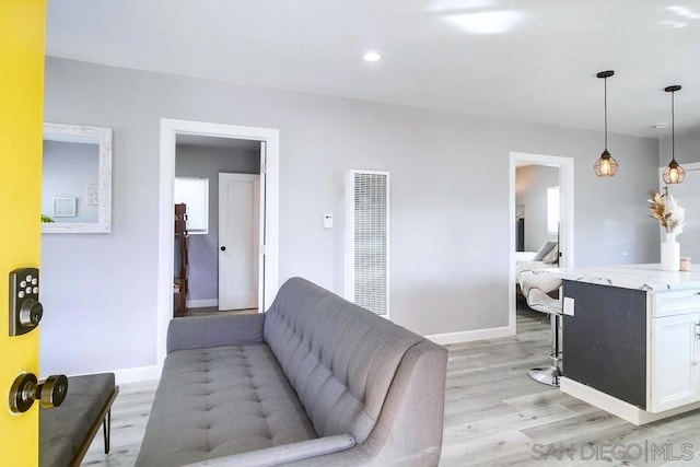 living room featuring light hardwood / wood-style flooring