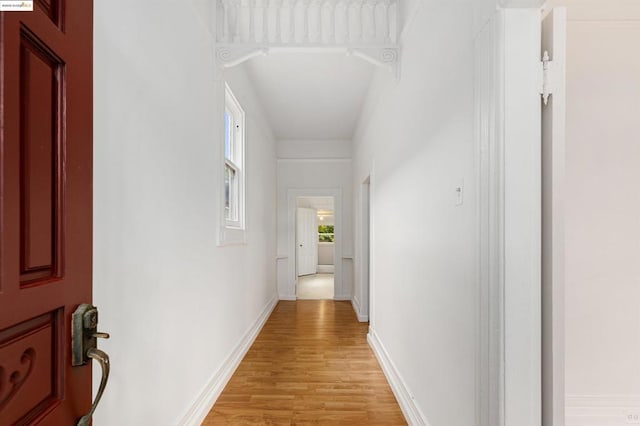 hallway featuring light hardwood / wood-style flooring