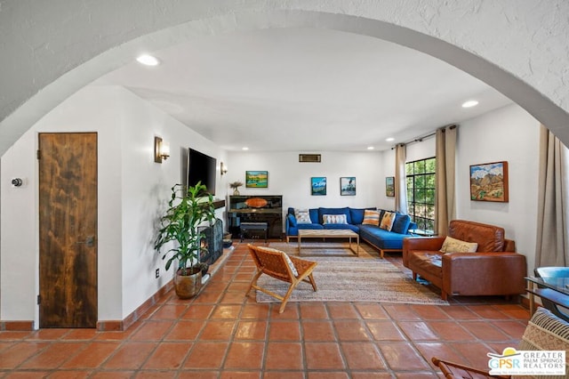 view of tiled living room