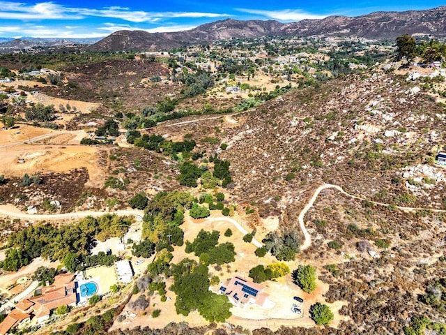 birds eye view of property with a mountain view