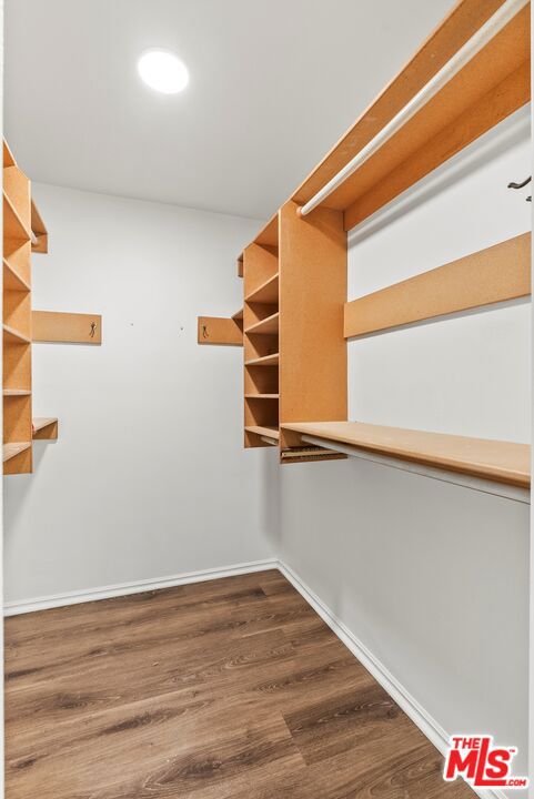 walk in closet featuring wood-type flooring