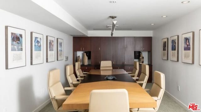 view of carpeted dining room