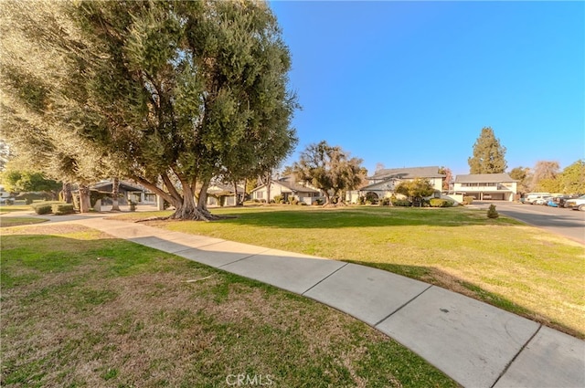 view of property's community with a yard