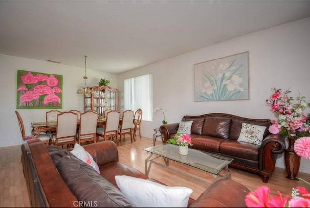 living room featuring light hardwood / wood-style flooring