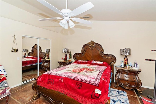 bedroom featuring a closet and ceiling fan