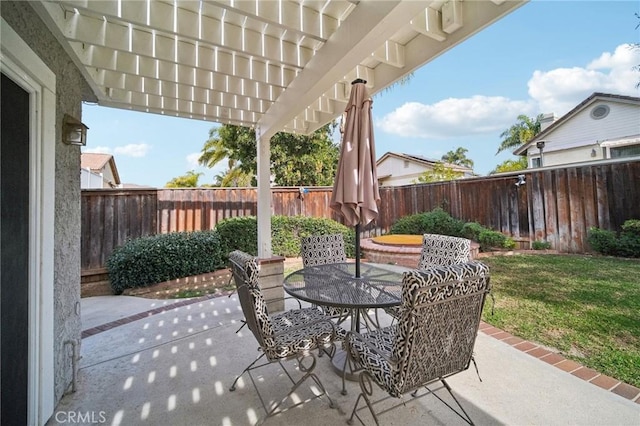 view of patio featuring a pergola