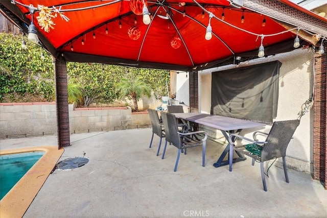 view of patio featuring a gazebo