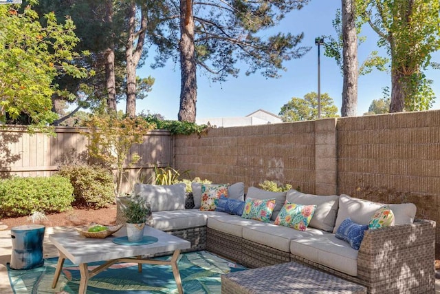 view of patio featuring an outdoor living space