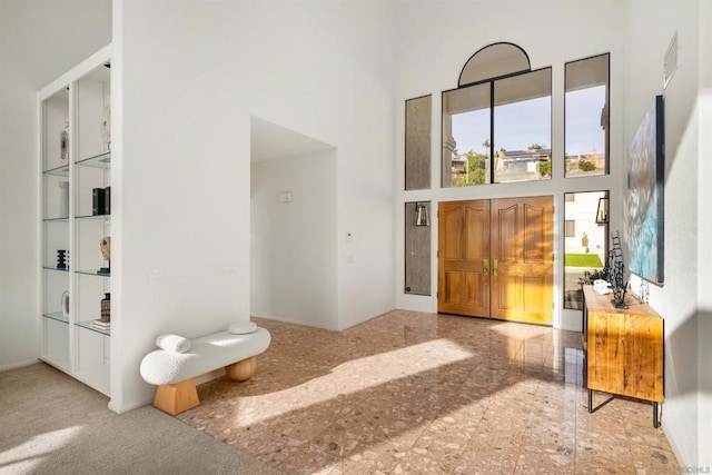 foyer with a high ceiling