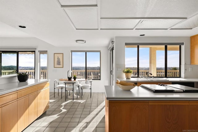 kitchen with sink and light tile patterned floors